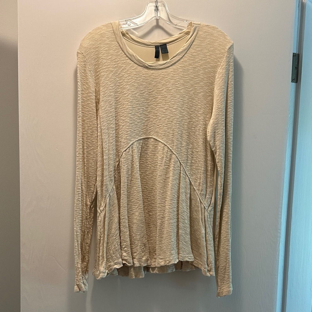 Anthropologie Cream Long Sleeve Top